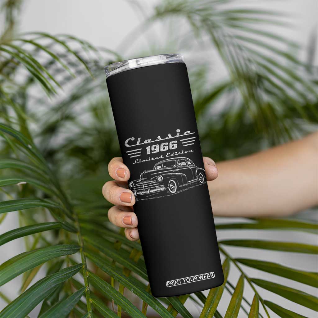 60th Birthday Skinny Tumbler Vintage Retro Car Classic 1966 60 Year Old Gift
