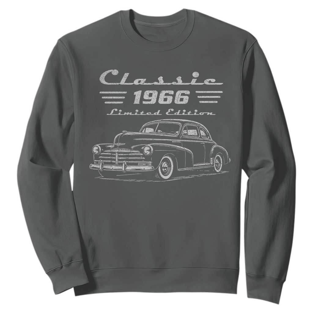 60th Birthday Sweatshirt Vintage Retro Car Classic 1966 60 Year Old Gift