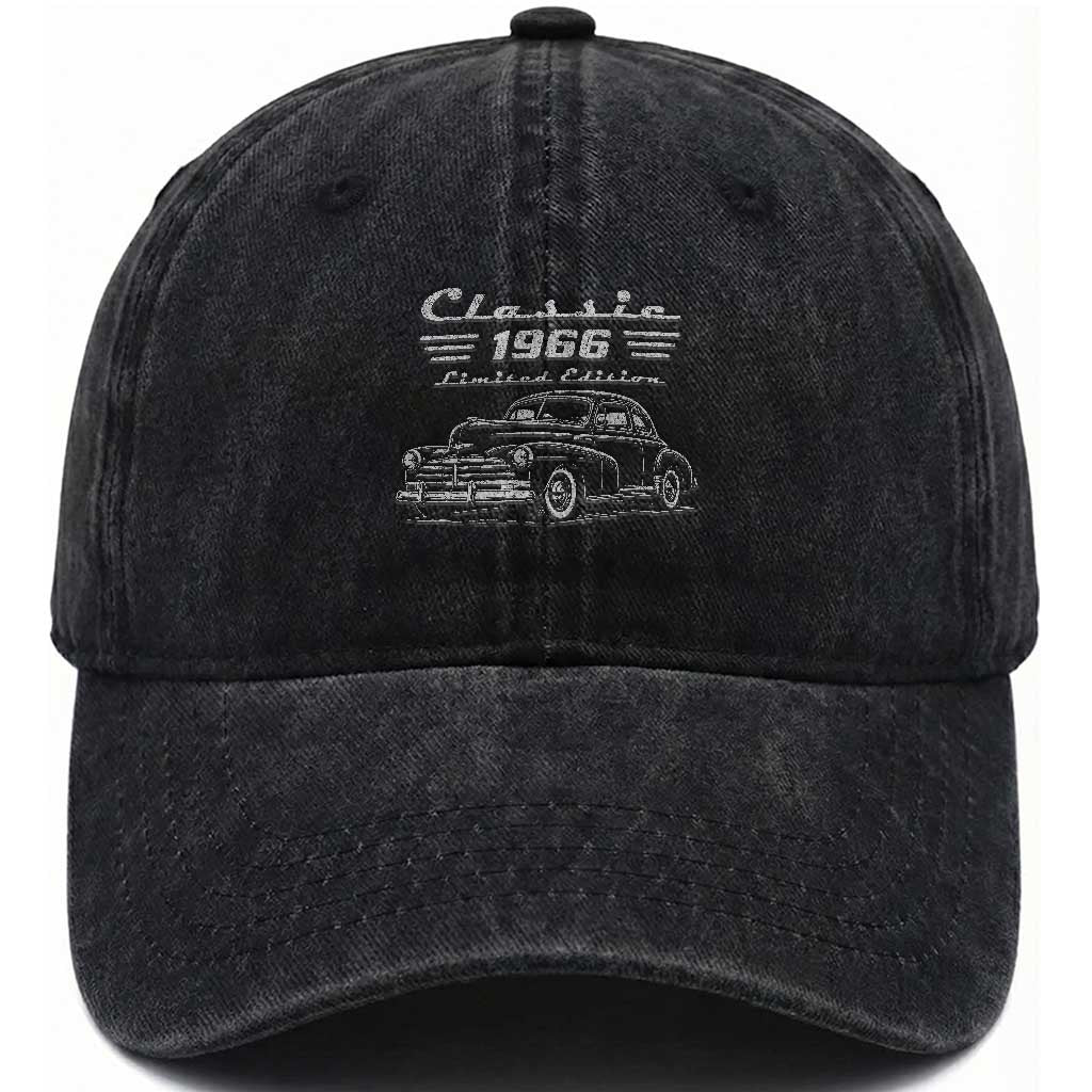 60th Birthday Washed Cotton Baseball Cap Vintage Retro Car Classic 1966 60 Year Old Gift TS10 Print Your Wear