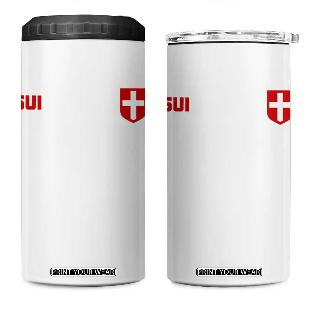 Switzerland 4 in 1 Can Cooler Tumbler Vintage Retro Swiss Flag TS10 One Size: 16 oz White Print Your Wear