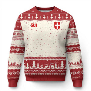 Switzerland Ugly Christmas Sweater Vintage Retro Swiss Flag