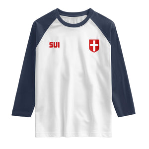 Switzerland Raglan Shirt Vintage Retro Swiss Flag