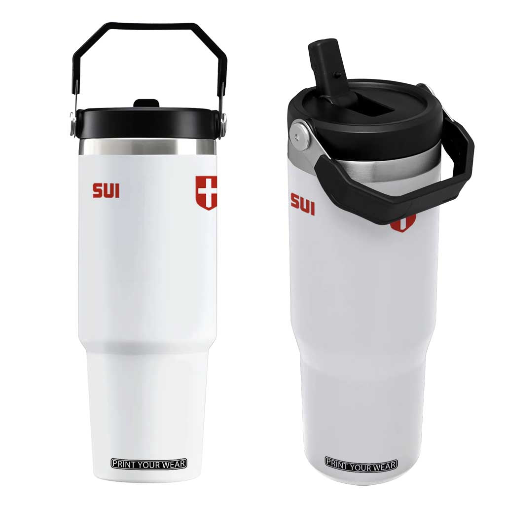Switzerland Flip Straw Tumbler Vintage Retro Swiss Flag TS10 One Size: 30 oz White Print Your Wear