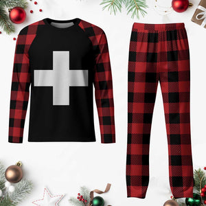 Swiss Vintage Cross Flag Switzerland Plaid Pajama Set