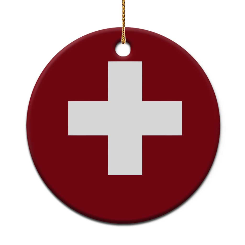Swiss Vintage Cross Flag Switzerland Ceramic Ornament TS10 1pc Red Print Your Wear