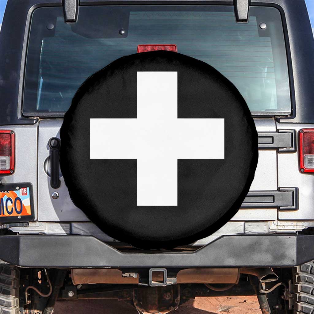 Swiss Vintage Cross Flag Switzerland Spare Tire Cover TS10 No hole Black Print Your Wear