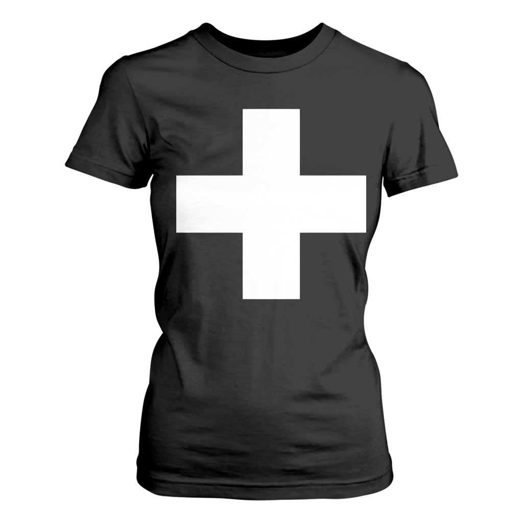 Swiss Vintage Cross Flag Switzerland T Shirt For Women