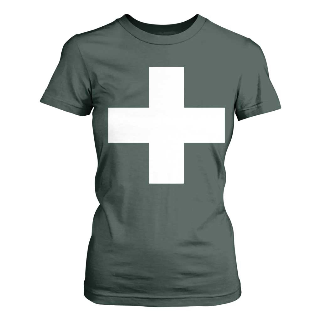 Swiss Vintage Cross Flag Switzerland T Shirt For Women