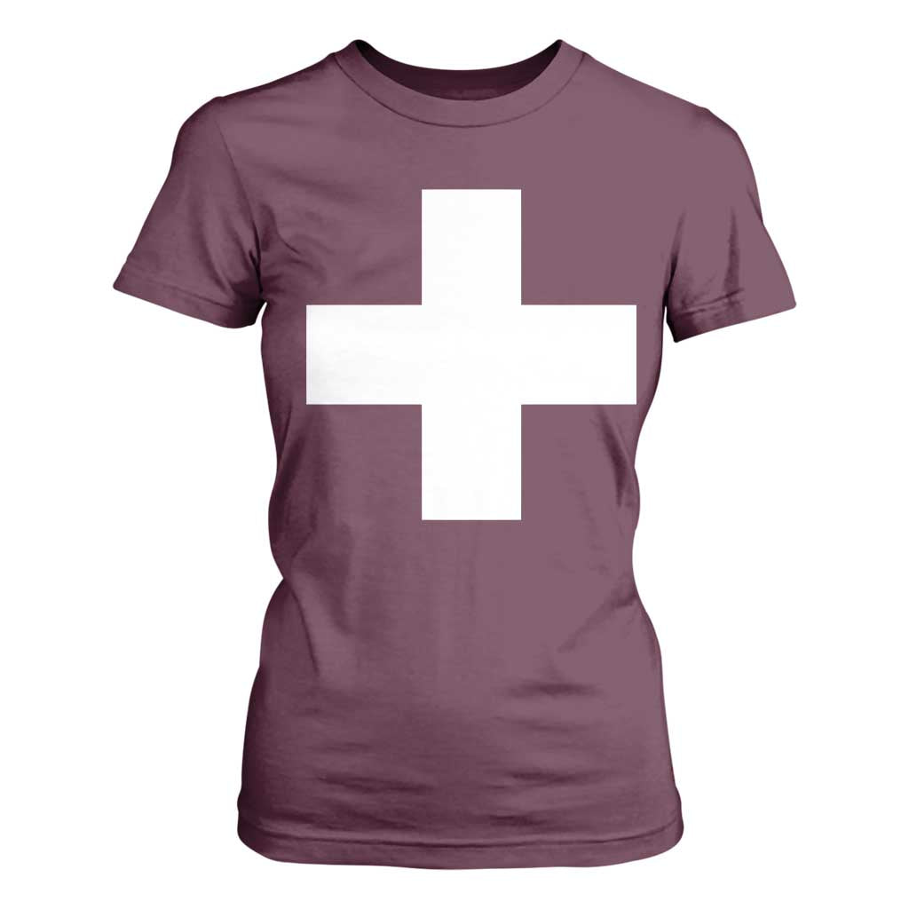 Swiss Vintage Cross Flag Switzerland T Shirt For Women