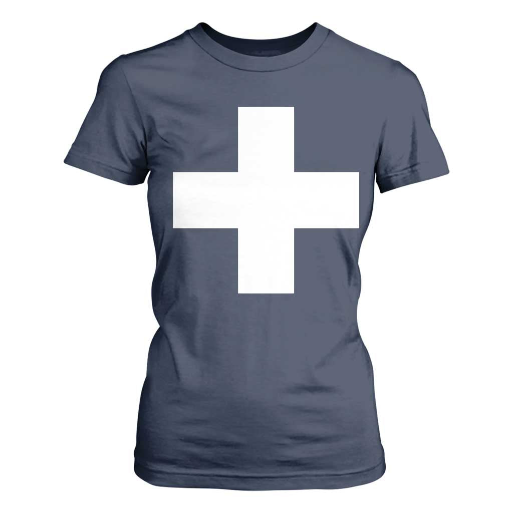 Swiss Vintage Cross Flag Switzerland T Shirt For Women