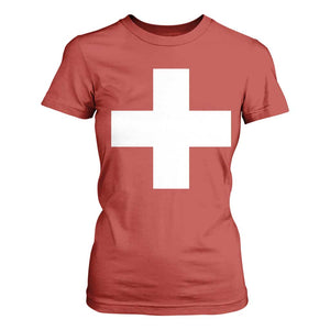 Swiss Vintage Cross Flag Switzerland T Shirt For Women