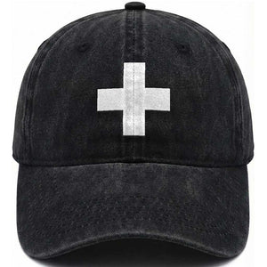 Swiss Vintage Cross Flag Switzerland Washed Cotton Baseball Cap