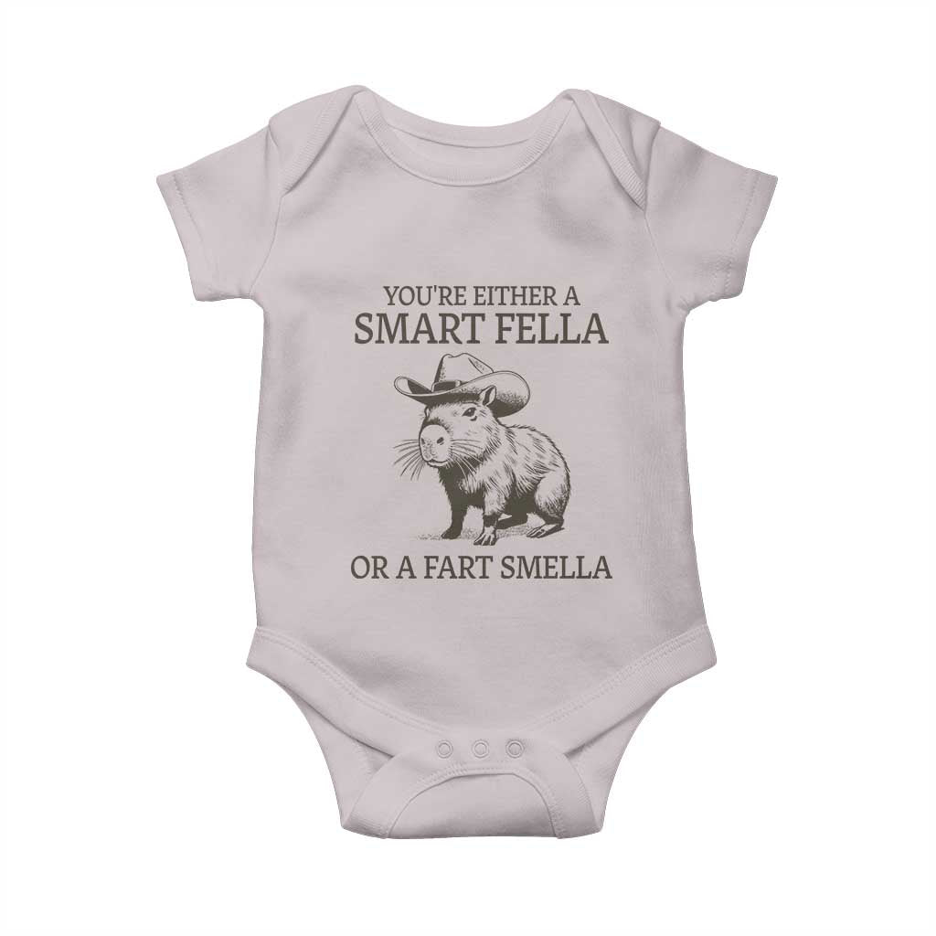Funny Capybara Baby Onesie Retro Smart Fella Capybara Vintage 90s TS10 Ice Gray Print Your Wear