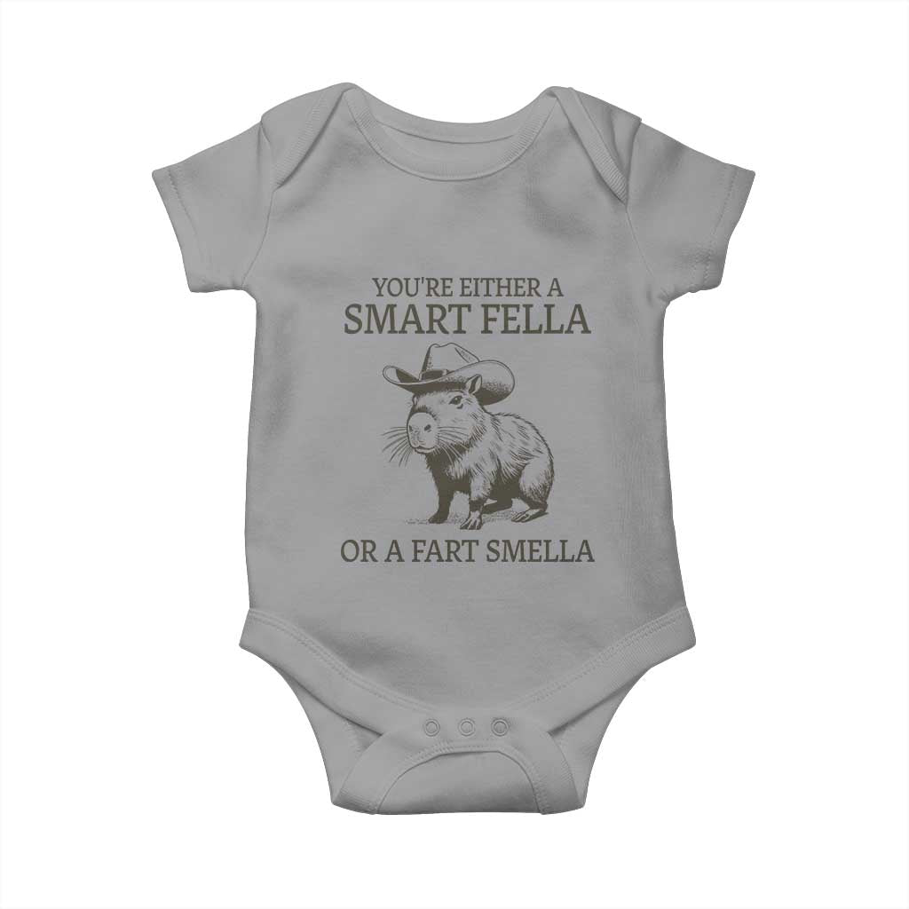 Funny Capybara Baby Onesie Retro Smart Fella Capybara Vintage 90s TS10 Sport Gray Print Your Wear
