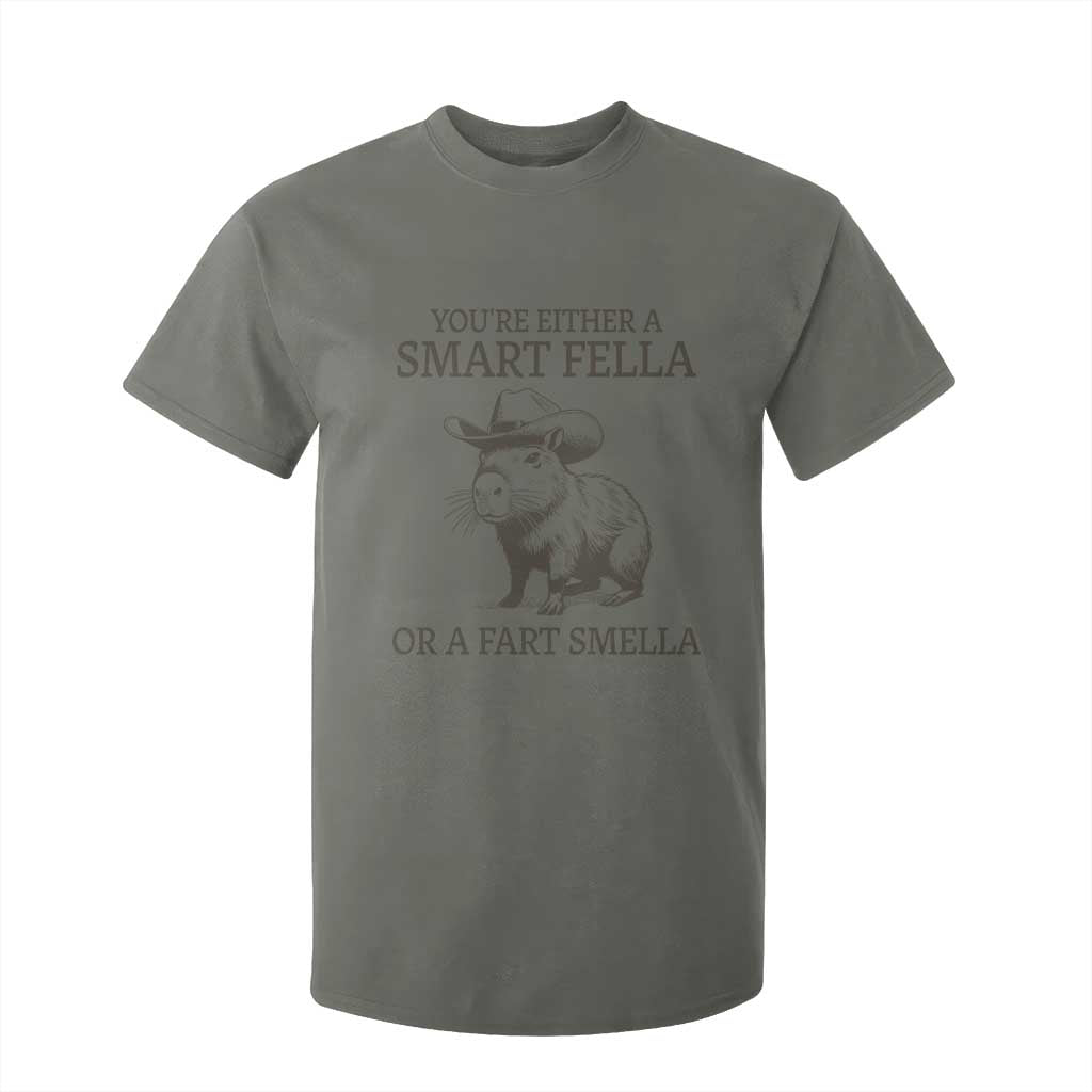 Funny Capybara T Shirt For Kid Retro Smart Fella Capybara Vintage 90s TS10 Military Green Print Your Wear
