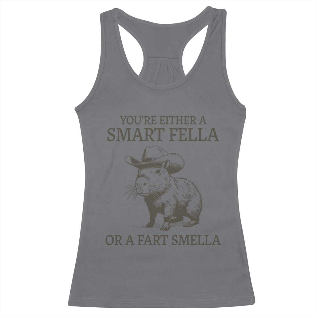 Funny Capybara Racerback Tank Top Retro Smart Fella Capybara Vintage 90s TS10 Charcoal Print Your Wear