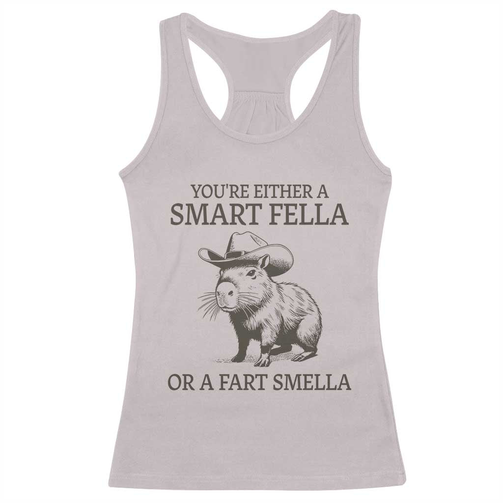 Funny Capybara Racerback Tank Top Retro Smart Fella Capybara Vintage 90s TS10 Ice Gray Print Your Wear