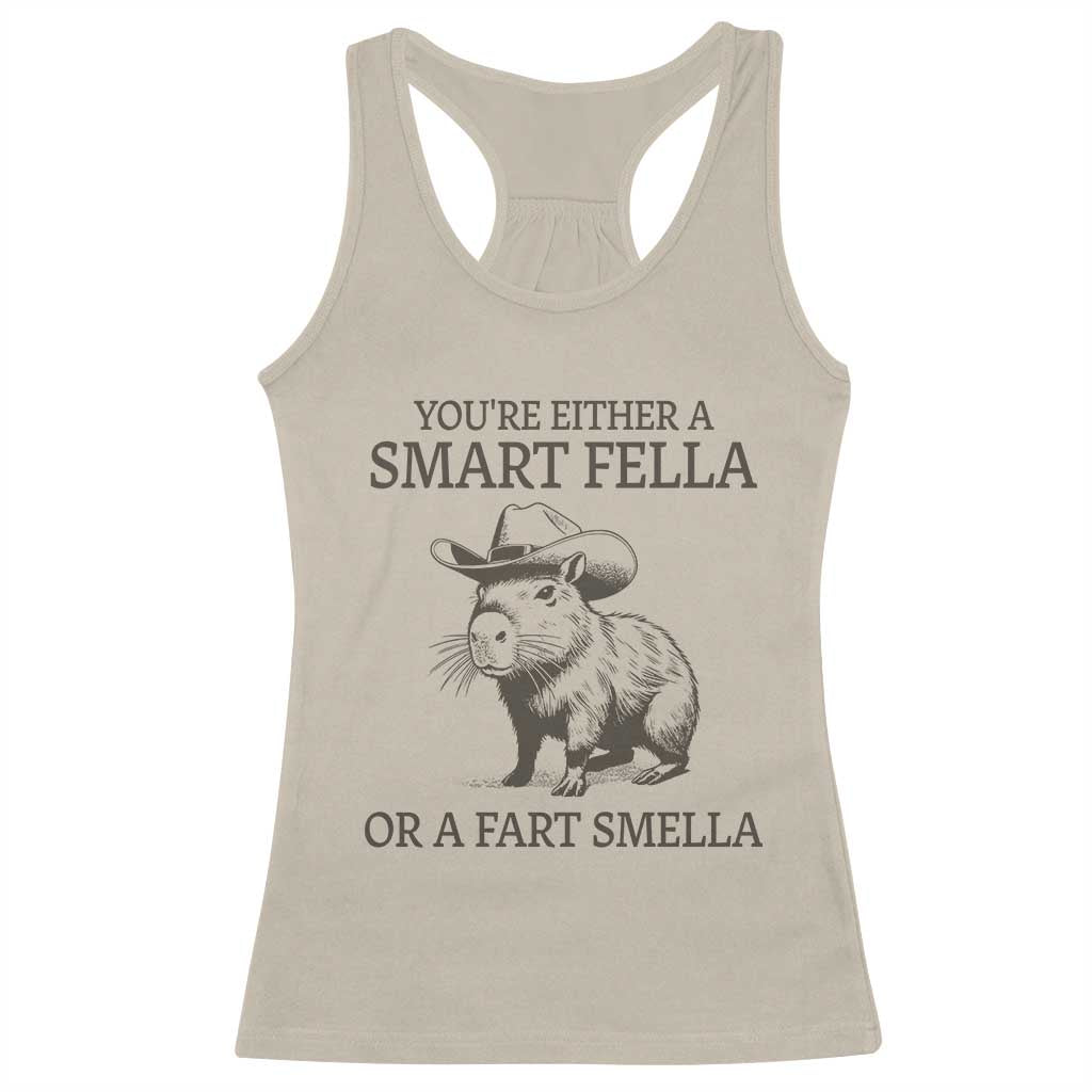 Funny Capybara Racerback Tank Top Retro Smart Fella Capybara Vintage 90s TS10 Sand Print Your Wear
