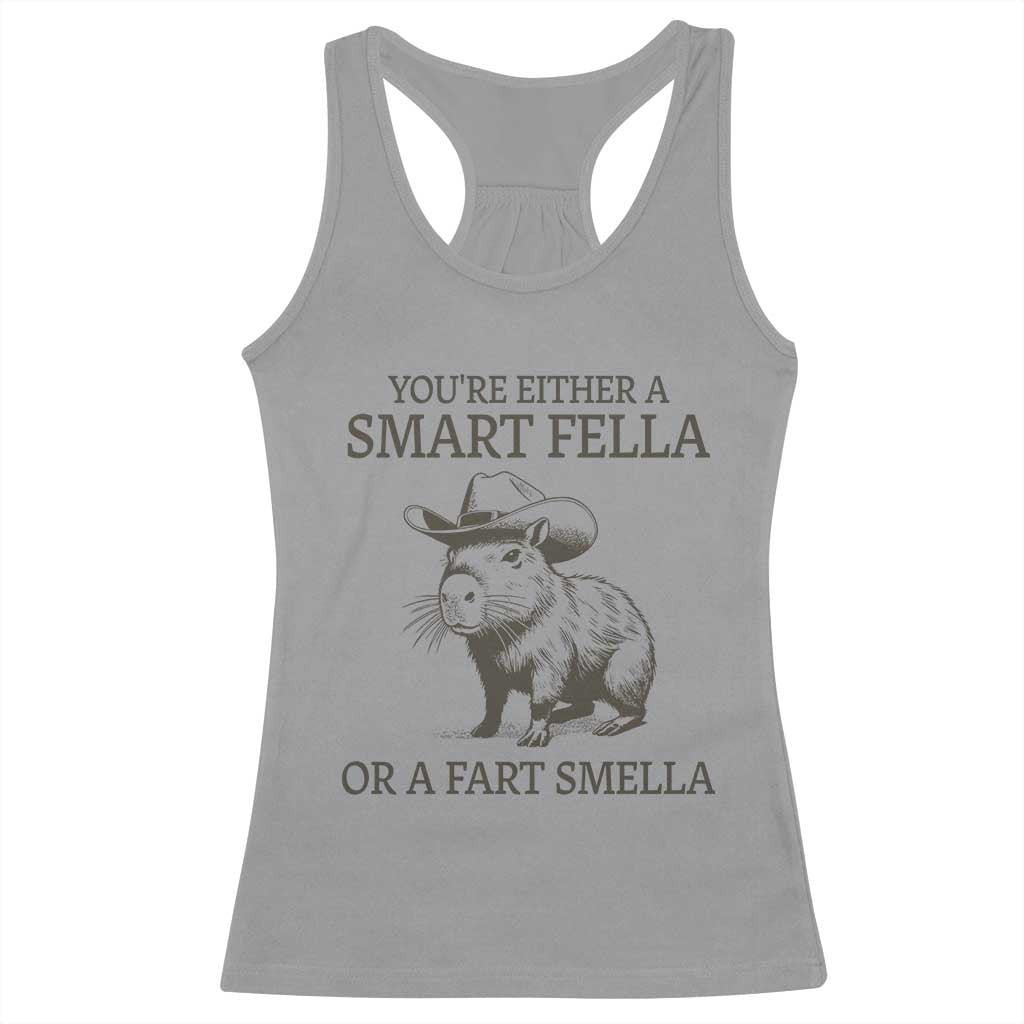 Funny Capybara Racerback Tank Top Retro Smart Fella Capybara Vintage 90s TS10 Sport Gray Print Your Wear