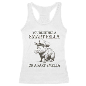 Funny Capybara Racerback Tank Top Retro Smart Fella Capybara Vintage 90s TS10 White Print Your Wear