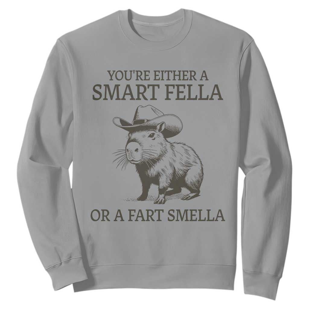 Funny Capybara Sweatshirt Retro Smart Fella Capybara Vintage 90s TS10 Sport Gray Print Your Wear