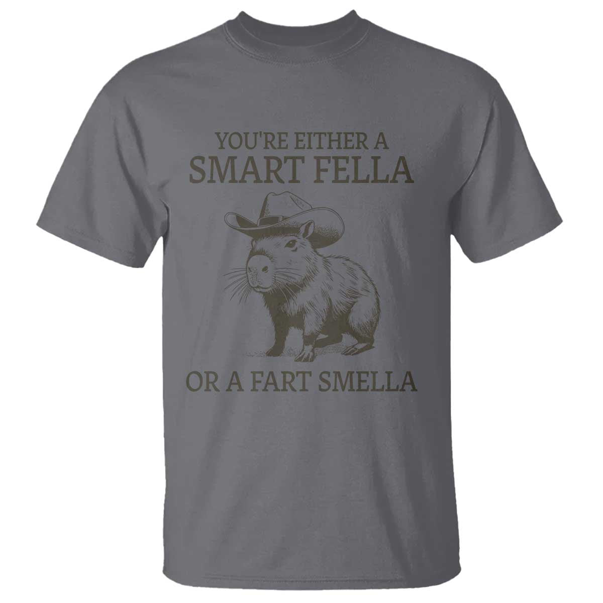 Funny Capybara T Shirt Retro Smart Fella Capybara Vintage 90s TS10 Charcoal Print Your Wear
