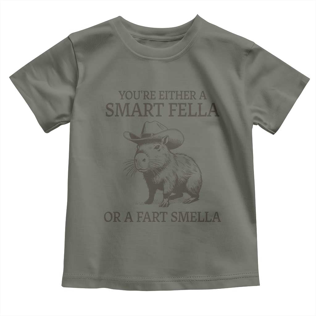 Funny Capybara Toddler T Shirt Retro Smart Fella Capybara Vintage 90s TS10 Military Green Print Your Wear