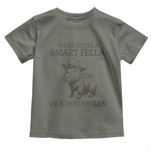 Funny Capybara Toddler T Shirt Retro Smart Fella Capybara Vintage 90s TS10 Military Green Print Your Wear