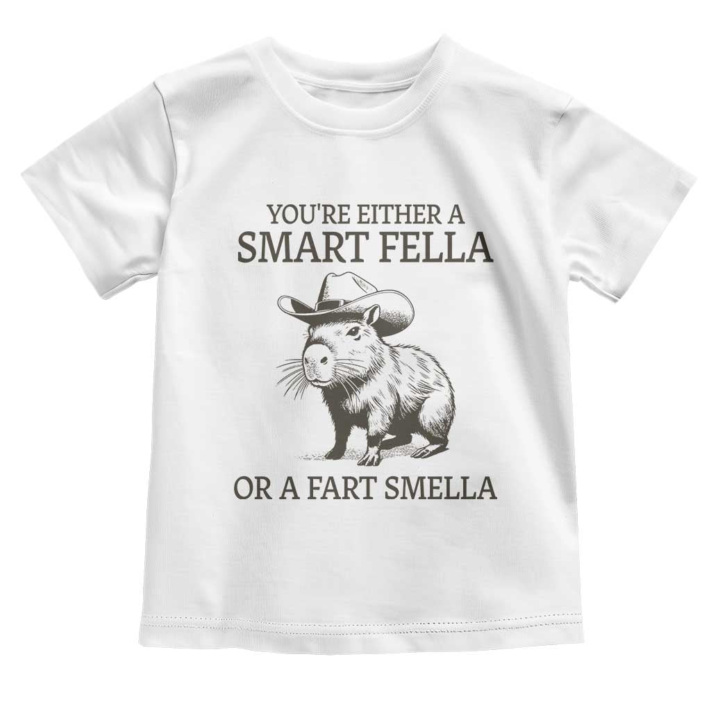 Funny Capybara Toddler T Shirt Retro Smart Fella Capybara Vintage 90s TS10 White Print Your Wear