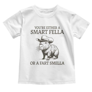 Funny Capybara Toddler T Shirt Retro Smart Fella Capybara Vintage 90s TS10 White Print Your Wear