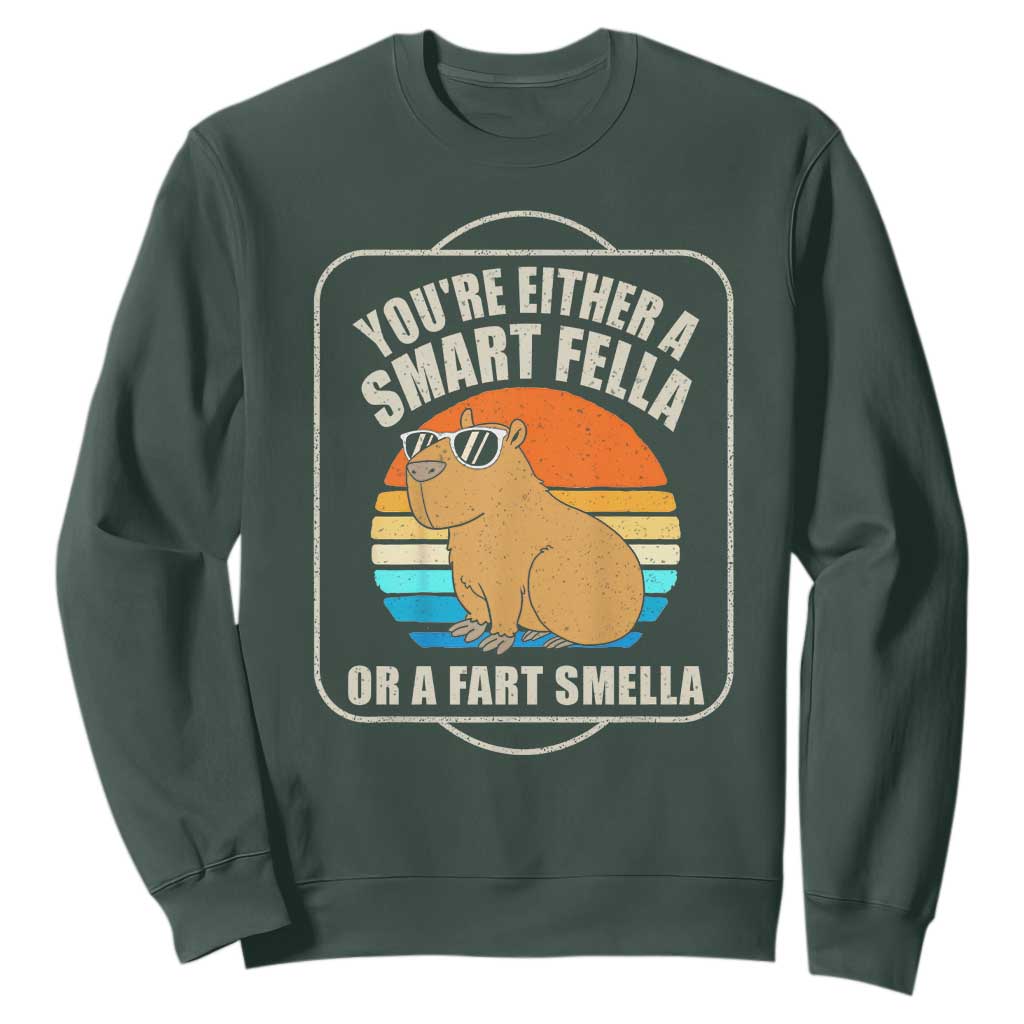 Funny Capybara Sweatshirt Vintage Retro Rodent Dont Be Worry Be Capy TS10 Dark Forest Green Print Your Wear