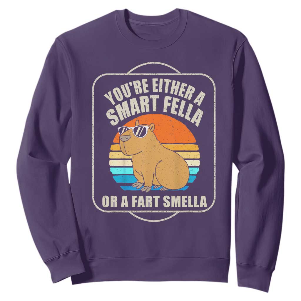 Funny Capybara Sweatshirt Vintage Retro Rodent Dont Be Worry Be Capy TS10 Purple Print Your Wear