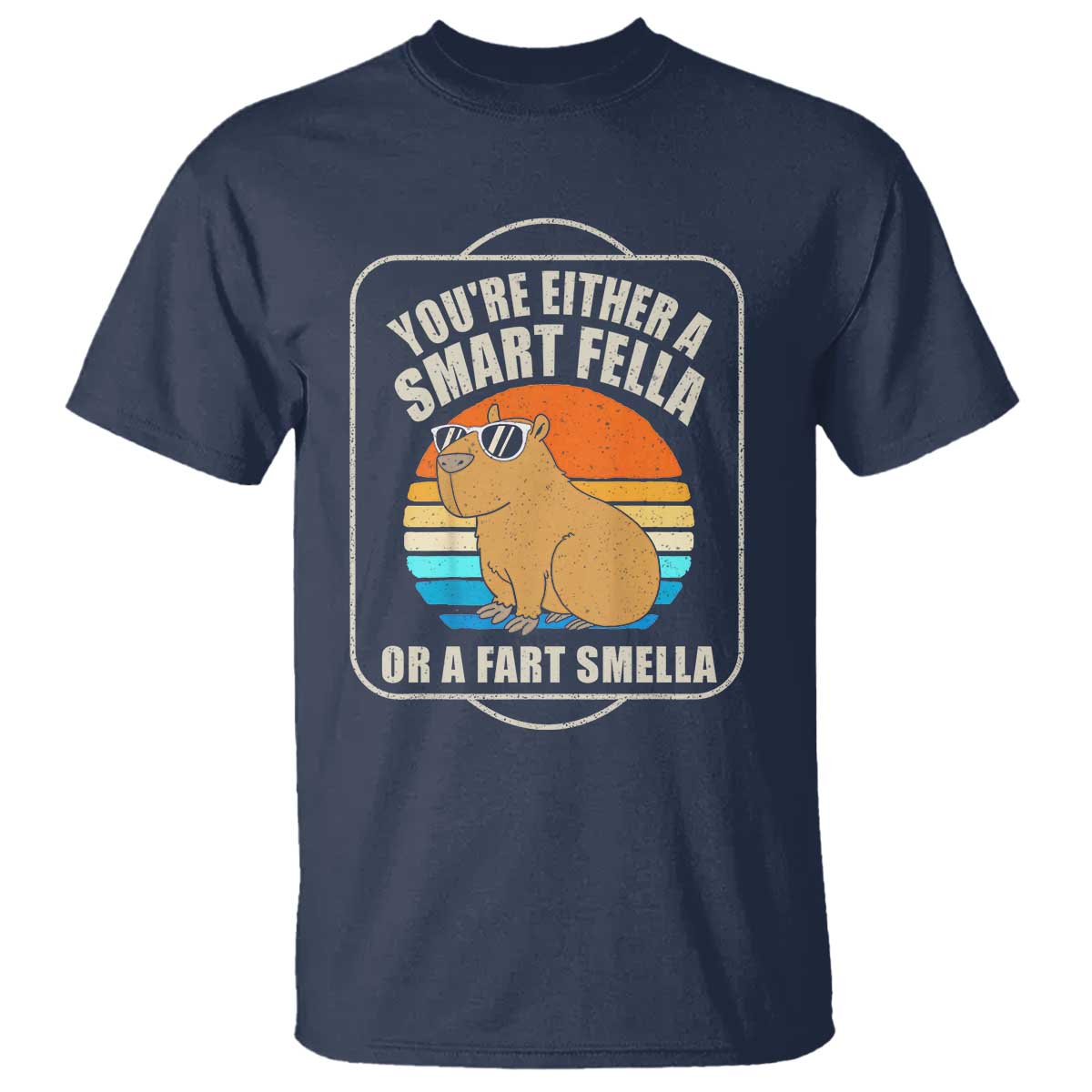 Funny Capybara T Shirt Vintage Retro Rodent Dont Be Worry Be Capy TS10 Navy Print Your Wear