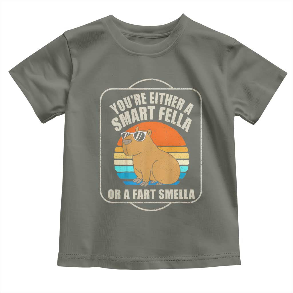 Funny Capybara Toddler T Shirt Vintage Retro Rodent Dont Be Worry Be Capy TS10 Military Green Print Your Wear