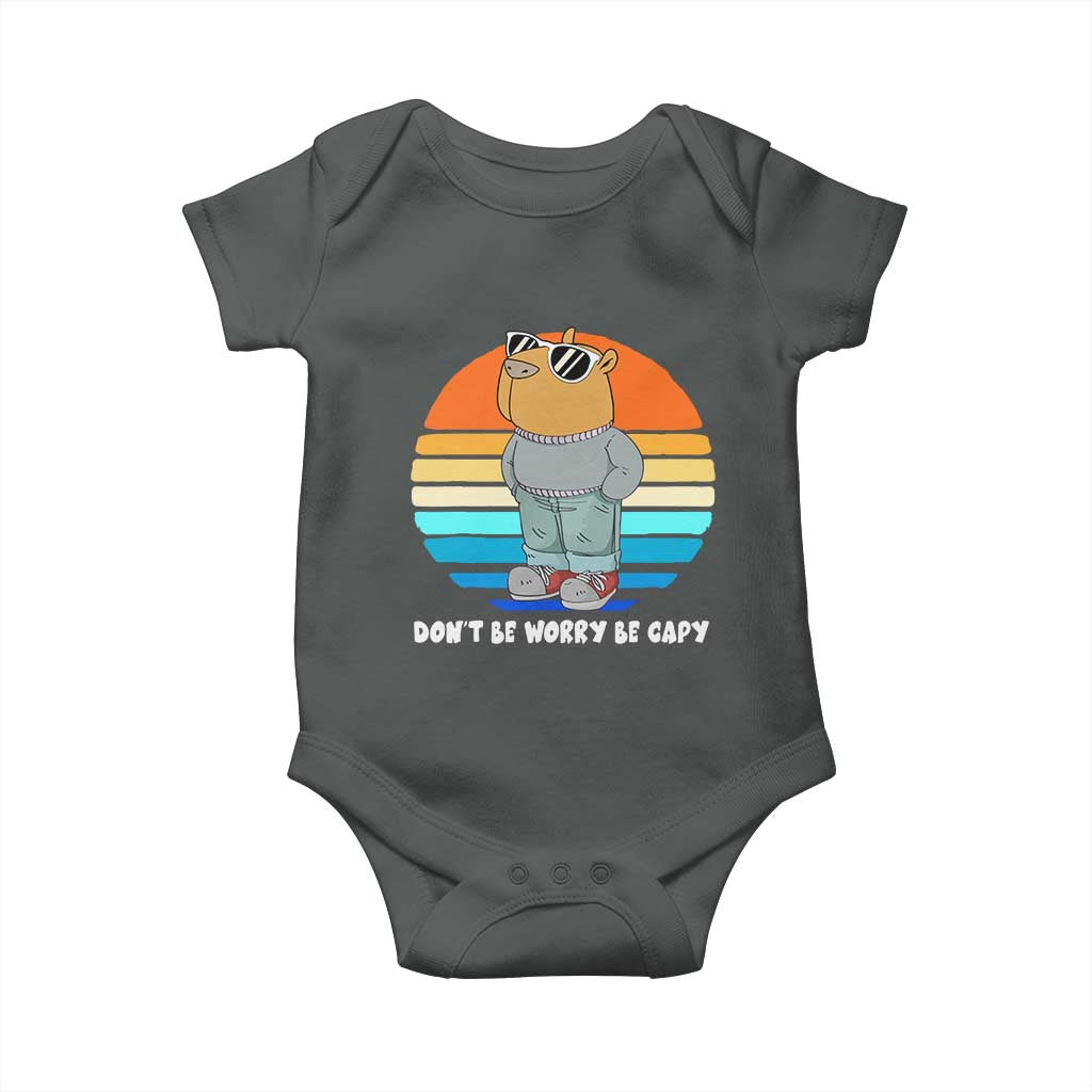 Funny Capybara Baby Onesie Vintage Rodent Dont Be Worry Be Capy Chill Capybara TS10 Dark Heather Print Your Wear