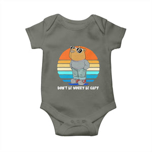 Funny Capybara Baby Onesie Vintage Rodent Dont Be Worry Be Capy Chill Capybara TS10 Military Green Print Your Wear