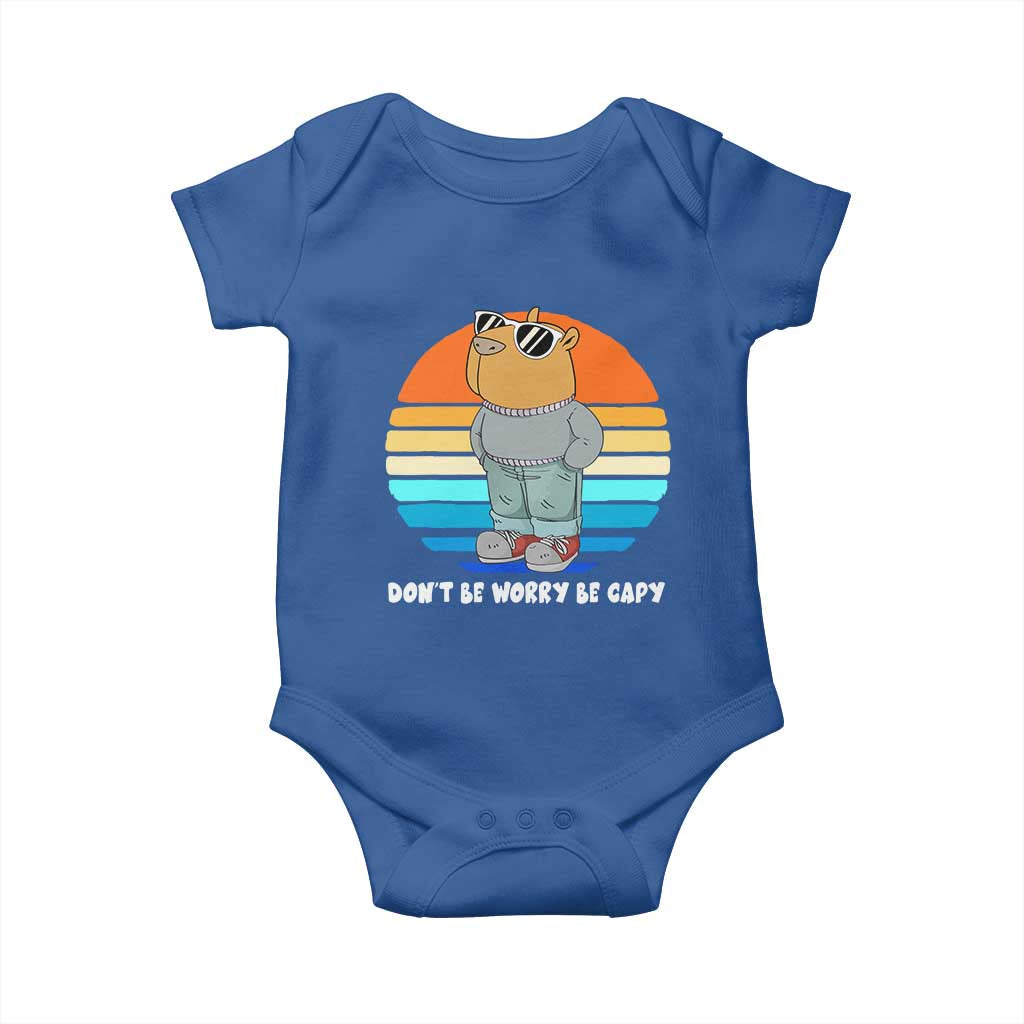 Funny Capybara Baby Onesie Vintage Rodent Dont Be Worry Be Capy Chill Capybara TS10 Royal Blue Print Your Wear