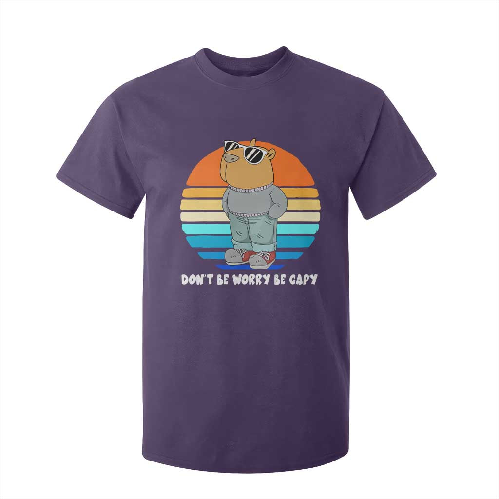 Funny Capybara T Shirt For Kid Vintage Rodent Dont Be Worry Be Capy Chill Capybara TS10 Purple Print Your Wear