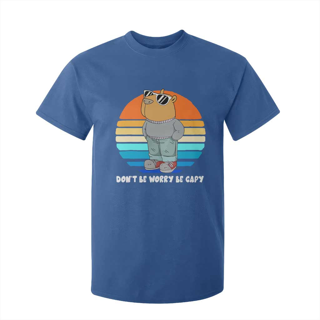 Funny Capybara T Shirt For Kid Vintage Rodent Dont Be Worry Be Capy Chill Capybara TS10 Royal Blue Print Your Wear