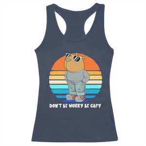 Funny Capybara Racerback Tank Top Vintage Rodent Dont Be Worry Be Capy Chill Capybara TS10 Navy Print Your Wear