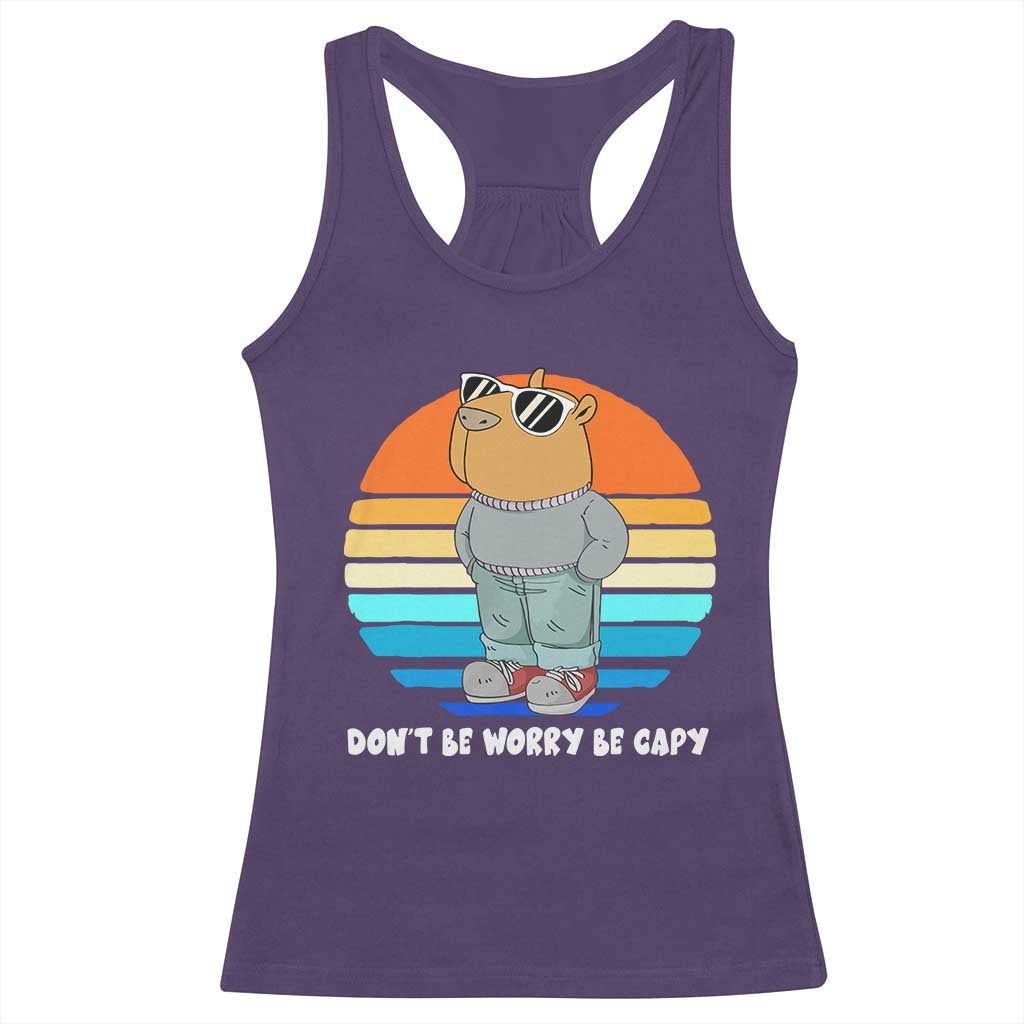 Funny Capybara Racerback Tank Top Vintage Rodent Dont Be Worry Be Capy Chill Capybara TS10 Purple Print Your Wear