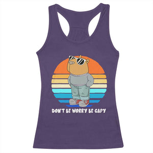 Funny Capybara Racerback Tank Top Vintage Rodent Dont Be Worry Be Capy Chill Capybara TS10 Purple Print Your Wear