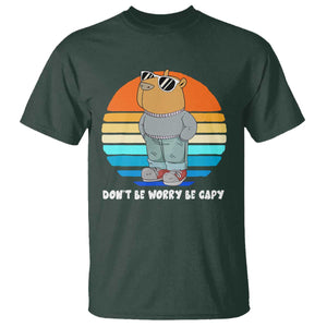 Funny Capybara T Shirt Vintage Rodent Dont Be Worry Be Capy Chill Capybara TS10 Dark Forest Green Print Your Wear