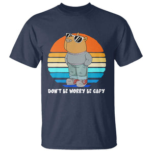 Funny Capybara T Shirt Vintage Rodent Dont Be Worry Be Capy Chill Capybara TS10 Navy Print Your Wear