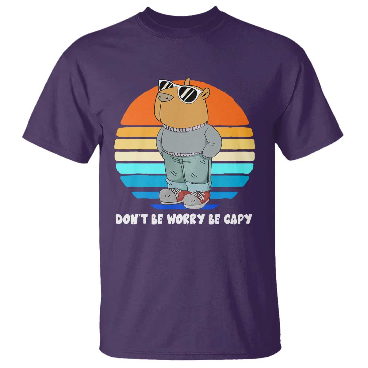 Funny Capybara T Shirt Vintage Rodent Dont Be Worry Be Capy Chill Capybara TS10 Purple Print Your Wear