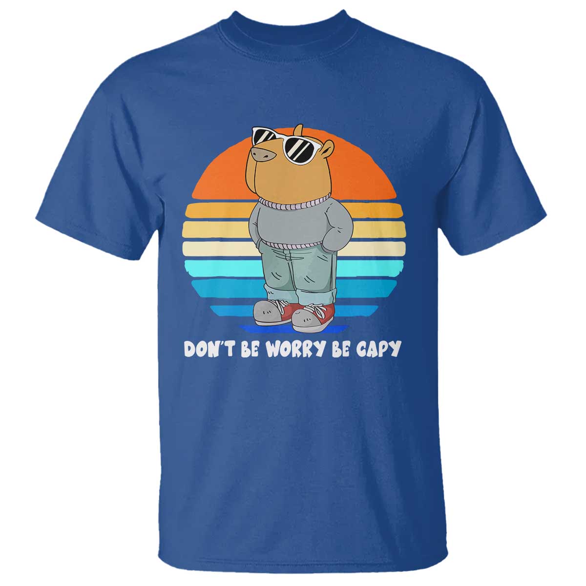 Funny Capybara T Shirt Vintage Rodent Dont Be Worry Be Capy Chill Capybara TS10 Royal Blue Print Your Wear