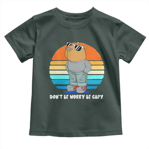 Funny Capybara Toddler T Shirt Vintage Rodent Dont Be Worry Be Capy Chill Capybara TS10 Dark Forest Green Print Your Wear