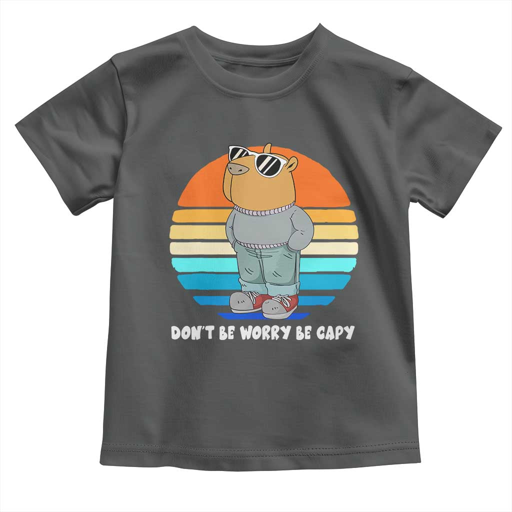 Funny Capybara Toddler T Shirt Vintage Rodent Dont Be Worry Be Capy Chill Capybara TS10 Dark Heather Print Your Wear