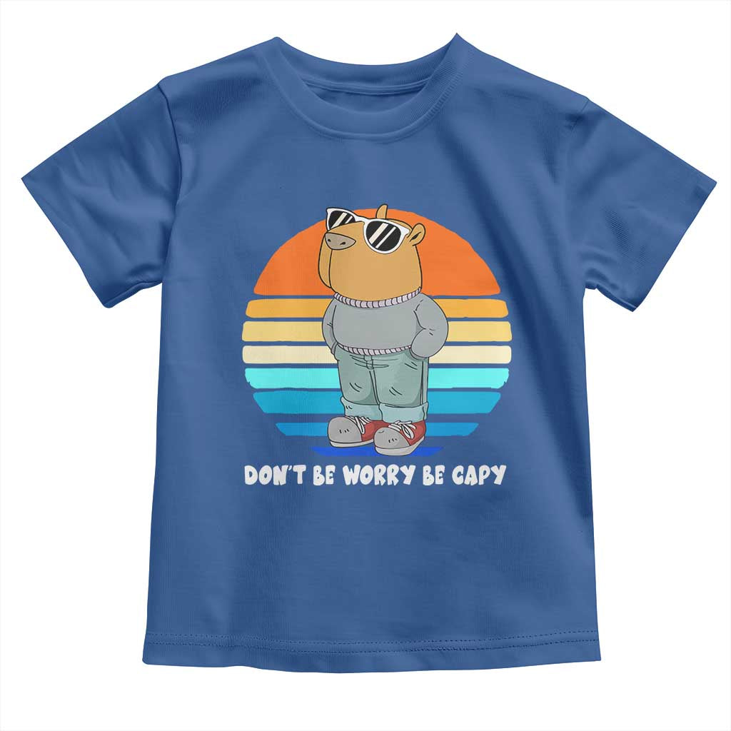 Funny Capybara Toddler T Shirt Vintage Rodent Dont Be Worry Be Capy Chill Capybara TS10 Royal Blue Print Your Wear