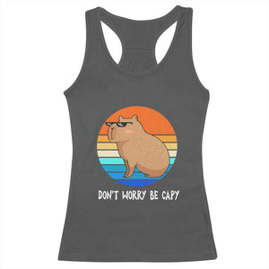 Funny Capybara Racerback Tank Top Vintage Rodent Dont Be Worry Be Capy TS10 Dark Heather Print Your Wear